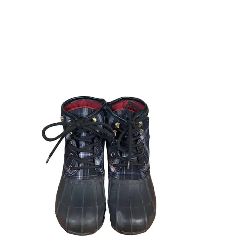 Tommy Hilfiger Women’s Black & Blue Duck TW Roan Zipper Rain Boots Size 7
